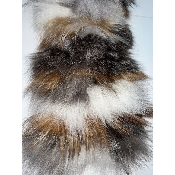 Alberto Makali blue Fox Fur Stole Wrap Scarf Shawl Multicolor Brown Hues NWT 52” - Picture 5 of 16
